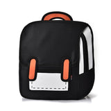 Cartoon 2D 3D Jump Style Comic Fashion Backpack Cute Funny School Bag-Black-