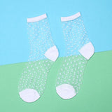 White Lace Ankle Socks Ladies Sheer Mesh Stocking Foot Fetish Fashion-Polka Dot-