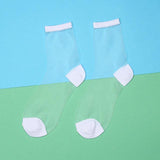 White Lace Ankle Socks Ladies Sheer Mesh Stocking Foot Fetish Fashion-Sheer and White-