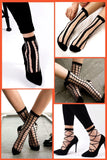 Black Lace Ankle Socks Ladies Sheer Breathable Fishnet Stocking Foot Fetish Fashion See Through Gothic Mesh Hosiery--