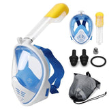 Easy Breath Anti-Fog Full Face Snorkeling Diving Swimming Mask, Beach-S/M-White / Blue-