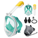 Easy Breath Anti-Fog Full Face Snorkeling Diving Swimming Mask, Beach-S/M-White / Teal-