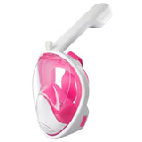 Easy Breath Anti-Fog Full Face Snorkeling Diving Swimming Mask, Beach-S/M-White / Pink-