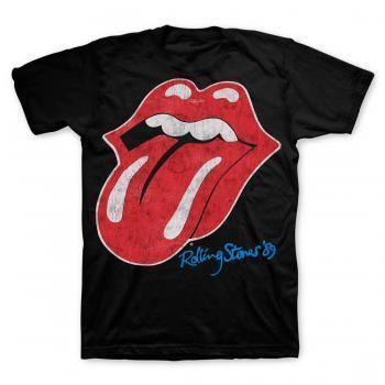 -Soft and comfortable unisex tee with large, high quality distressed print of the classic tongue logo and Rolling Stones '89.&nbsp; Officially Licensed Rolling stones band merch. Shipped from the USA. Retro vintage 80s 1980s eighties rock tour concert tee.-Black-S-