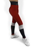 Santa Claus Outfit Jeggings-The handmade jean leggings are made of soft and stretchy Lycra (88% polyester / 12% spandex) feature a high waistband, premium quality print and flat lock sport stitching. Made in the USA. Free Shipping. Santa Claus suit costume all-over-print aop holiday-