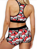 Santa Skulls Boy Shorts-Full color, brilliantly vibrant printed women's boy shorts made of ultra soft, lightweight lycra. Flirty and fun to wear while keeping you cool. Comfortable exposed soft elastic waistband. Matching sports bra sold separately. Free shipping from the USA.
G-