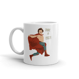 -This amazing mug features a cute and unique drawing of El Luchador Mascarado, maked wrestler Ignacio (Jack Black) or Nacho to his friends. jumping and saying his most famous quote: 'Take It Easy!'. This item is made-to-order and typically ships in 2-3 business days from the USA. -11oz (325mL)-