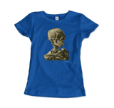Van Gogh 1886 Smoking Skeleton Graphic Tee-Super soft and smooth 100% ringspun combed cotton tee, preshurnk with shoulder to shoulder taping, seamless collar and double needle hems. High quality colorfast, fade resistant print. Free shipping worldwide from the USA.
-Womens-Royal Blue-XL-